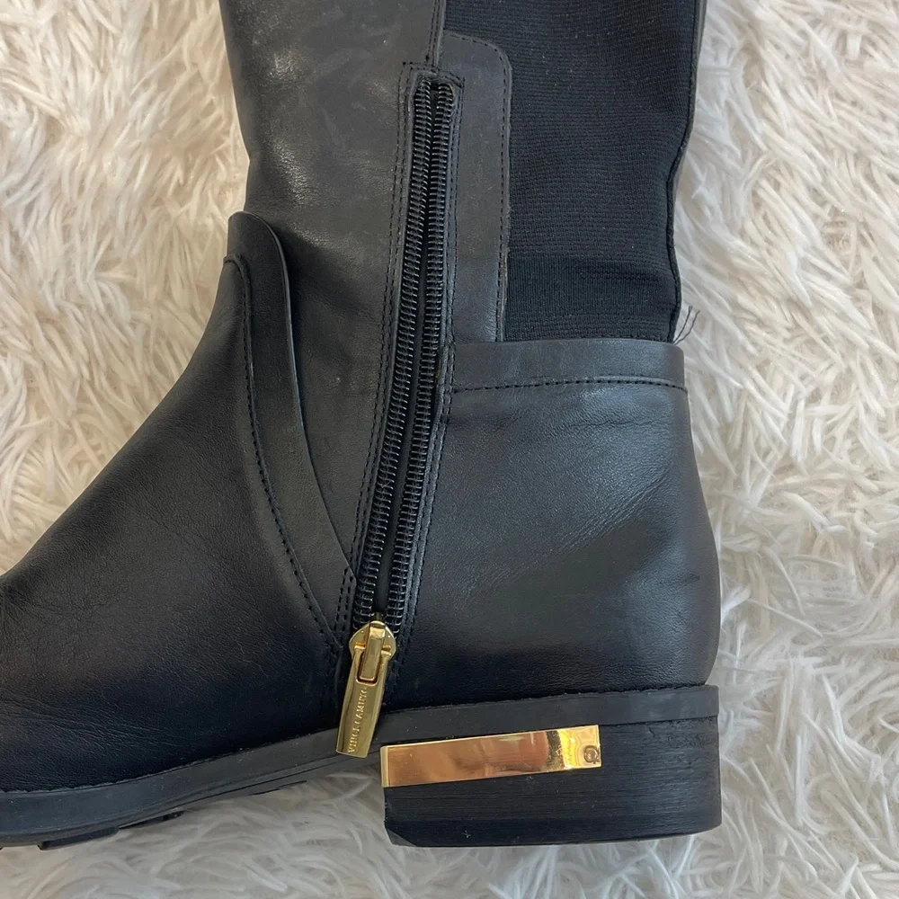 VINCE CAMUTO PARDONAL Black Over the Knee Boots with Gold Accents WOMENS SIZE 9M